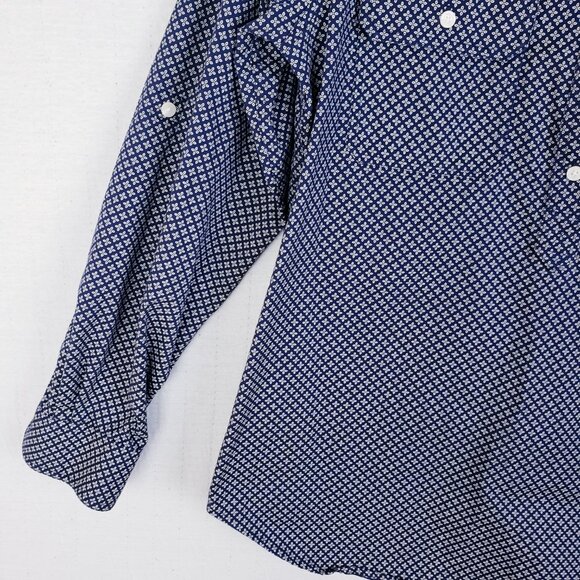 R.M.Williams Australia Cotton Blouse Shirt Printed Women's size 10 Navy Preppy - Picture 4 of 12